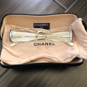 Chanel eyeglasses, white/silver